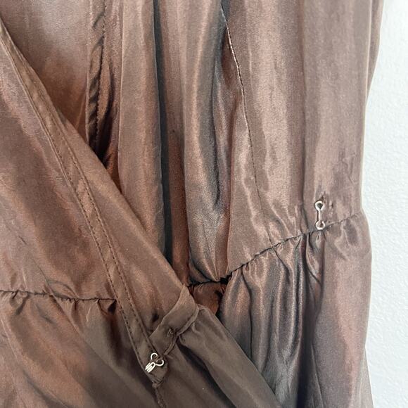 bcbg maxazria 100% silk tiered ruffle wrap midi dress MD boho cottagecore fall - Picture 11 of 14